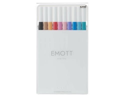 Uni POSCA Faserschreiber Emott 10er Etui 0.4mm, 10 Farben Soft Pastell