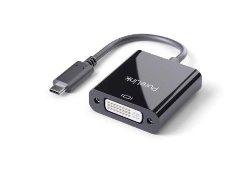 PureLink Monitoradapter USB Typ-C zu DVI 2K bis 60Hz, DVI Single Link, Schwarz