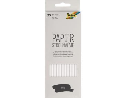 Folia Strohhalm aus Papier weiss, 25 Stück, 20 cm, 6 mm