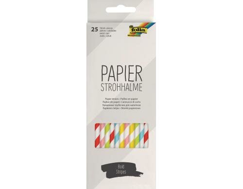 Folia Strohhalm aus Papier Bold Stripes 25 Stück, 19,7cm, Ø6mm