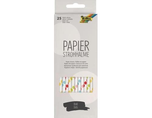 Folia Strohhalm aus Papier Bold Dots 25 Stück, 19,7cm, Ø6mm