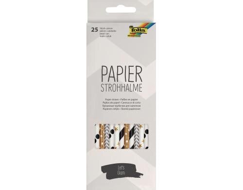 Folia Strohhalm aus Papier Lets Glam 25 Stück, 19,7cm, Ø6mm