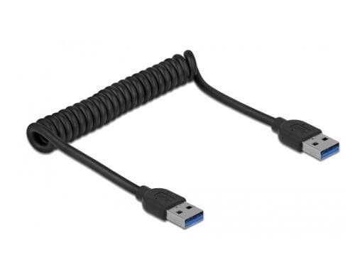 Delock USB3.1 Spiralkabel Typ-A 30-120cm Typ-A Stecker zu Typ-A Stecker, schwarz