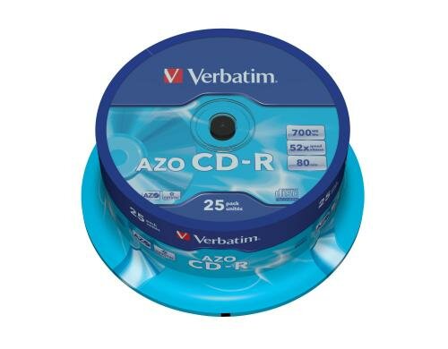 Verbatim CD-R 52x 80Min/700MB 25er Spindel Bis 52-fach, m.Logo/n.bedruckbar / Datalife