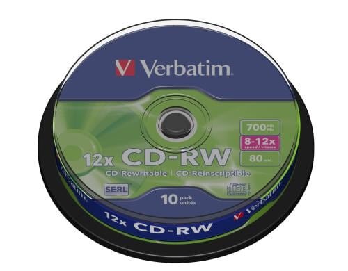 Verbatim CD-RW 12x 700MB/80Min, 10er Sp. nicht bedruckbar, mit Logo