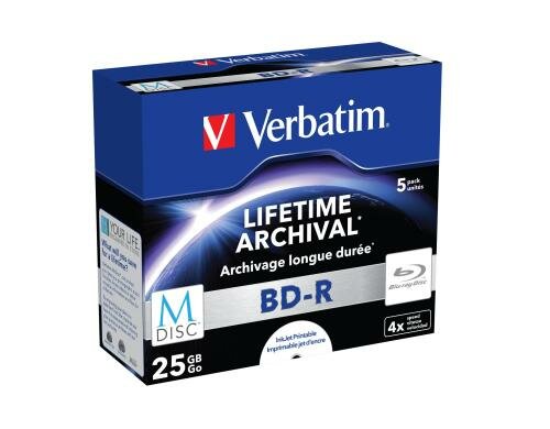 Verbatim BD-R M-DISC 25GB 5er P bis 4-fach, bedruckbar, Jewel Case