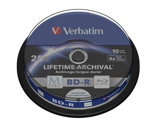 Verbatim BD-R M-DISC 25GB 10er P bis 4-fach, bedruckbar, Spindel