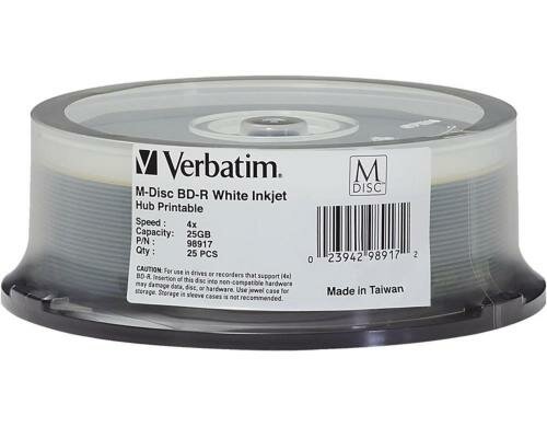 Verbatim BD-R M-DISC 25GB 25er P bis 4-fach, bedruckbar, Spindel