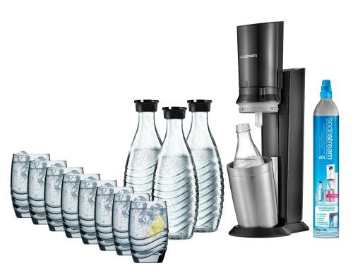 Crystal Megapack Special Schwarz 60 L Zylinder, 3 Glaskaraffen, 8 Gläser
