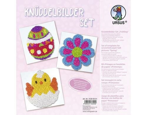 URSUS Bastelset Knüddelbilder Frühling 6 Fotokarton bedruck, 200 Bl. Blumenseide