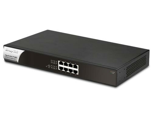 Draytek VigorSwitch P1085 : 8 Ports RJ-45 Lüfterlos, managebar, 140W PoE Budget