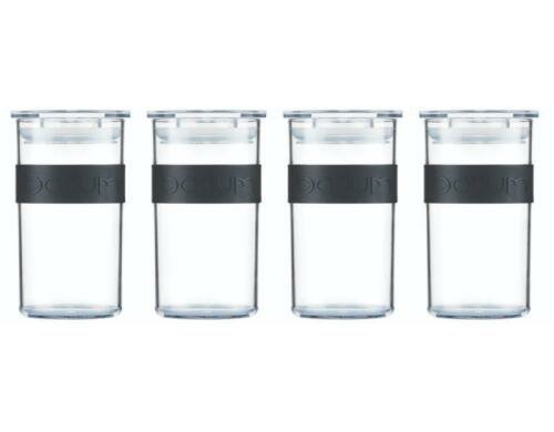 Bodum Presso Vorratsglas 4er-Set Kunststoff mit Silikonband, 0.25 Liter