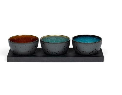 Bitz Servierplatte mit Schalen 4er Set 4-teilig, 10x32cm, H: 6cm Stoneware