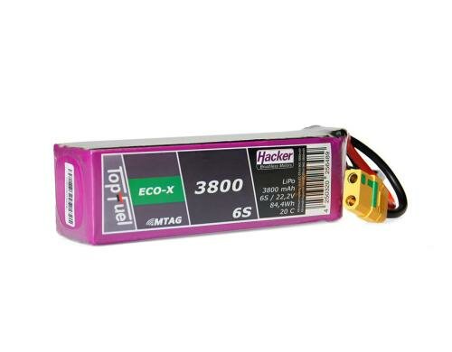 TopFuel LiPo-Akku 22.2V 3800mAh 6S 20C MTAG 140x43x42 mm, 544 g XT90/AS