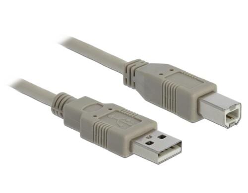 Delock USB2.0-Kabel A-B: 3m 480Mbps, grau