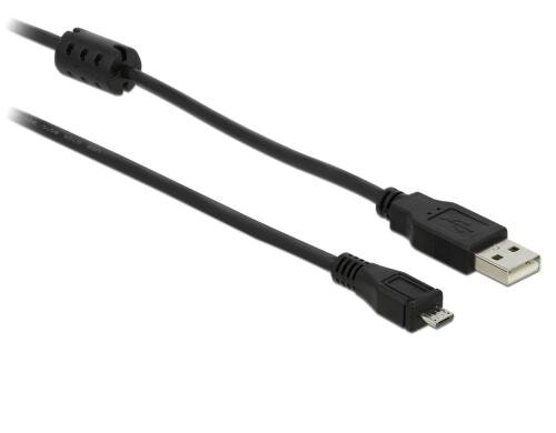 Delock USB2.0-Kabel A-MiniB: 2m, schwarz USB-A Stecker zu USB-B mini 5pin Stecker