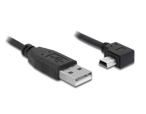 Delock USB2 Kabel A-MiniB gewinkelt, 5m schwarz, USB MiniB 90° gewinkelt links