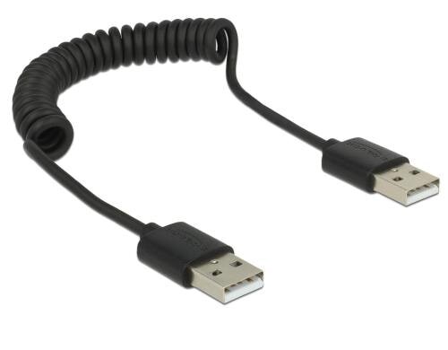 Delock USB2 Spiralkabel A-A, 20-60cm Spiralkabel, schwarz