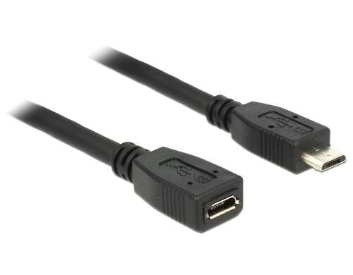 Delock USB2 Verlängererungskabel Micro-B,1m Micro-B Verlängerung, schwarz