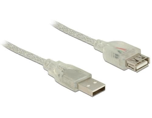 Delock USB2 Verlängerungskabel A-A, 3m USB-A Verlängerung, transparent