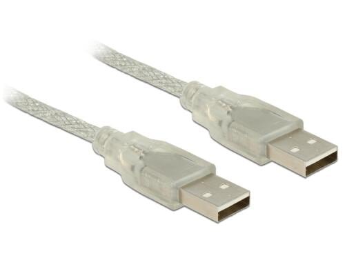 Delock USB2 Kabel A-A, 1m, transparent für USB2.0 Geräte, 480 Mbps