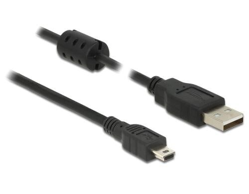 Delock USB2 Kabel A-MiniB, 1m, schwarz für USB2.0 Geräte, 480 Mbps