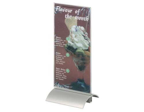 Durable Tischaufsteller Presenter A4 1/3 Aluminiumstandfuss, Acrylplatte