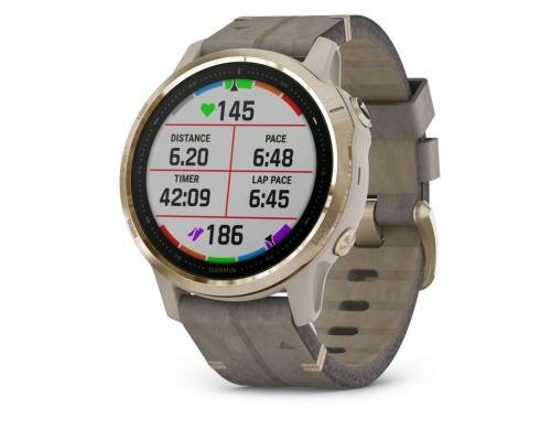 Garmin Fenix 6S Sapphire,Lt Gold w/Shale Suede Band,EME