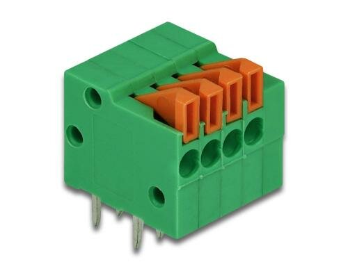 Delock Terminalblock mit Drucktaster, 4Stk für Platine 2.54mm , 4Pin, horizontal