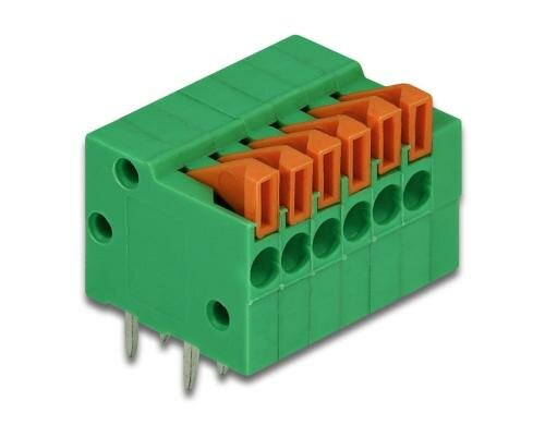 Delock Terminalblock mit Drucktaster, 4Stk für Platine 2.54mm , 6Pin, horizontal