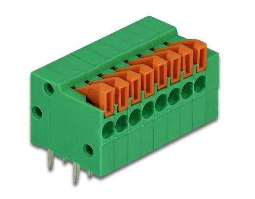 Delock Terminalblock mit Drucktaster, 4Stk für Platine 2.54mm , 8Pin, horizontal