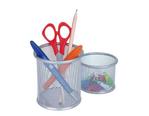 WEDO Stiftehalter Office-Serie Silber im Gitter-Look, 2er Set