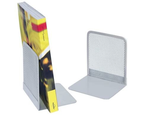 WEDO Buchstütze Office-Serie Silber 2 Stück, Grösse: 12 x 10 x 13.5 cm
