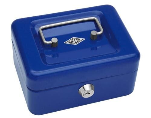 Wedo Geldkassette, 15.2x11.5x8.0cm 4 Fächer, blau