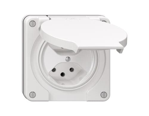 Feller NEVO Steckdose 2xT13 nass, weiss, mit Steckklemmen, parallel, IPP55