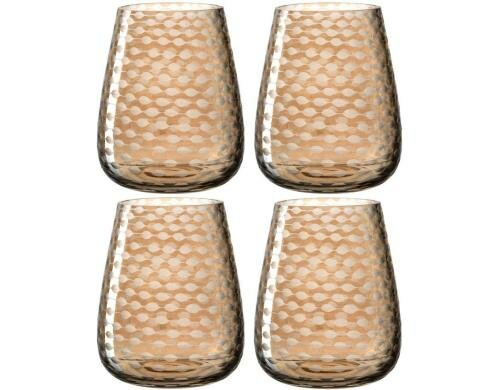 Leonardo Vase Schliff beige 13cm 4 Stück, H: 13cm, D: 11cm