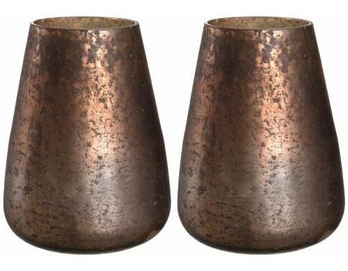 Leonardo Vase Effekt braun 18cm 2 Stück, H: 18cm, D: 14cm