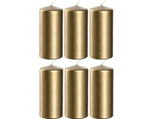 Leonardo Kerze 15x7cm gold Decora 6 Stück, Höhe: 15cm, D: 7cm