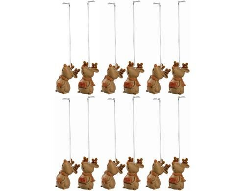 Leonardo Elch Rudolf hängend 7cm 12 Stück, H: 7cm, B: 5cm, T: 4cm