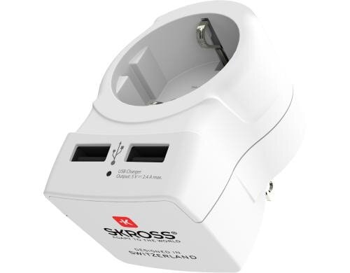 SKROSS Reiseadapter Europe to USA mit 2x USB Ladegerät