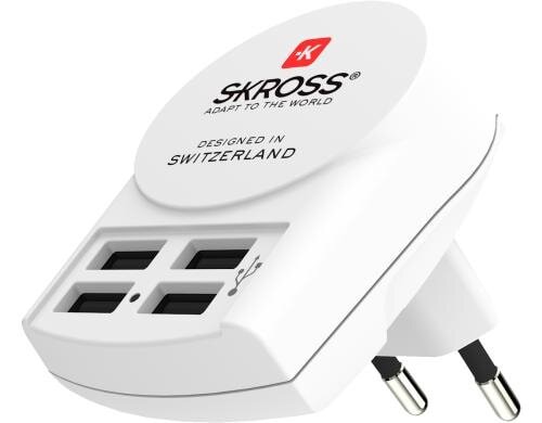 SKROSS Euro USB Charger 4 Port front 5V - 4800mA shar, 100-250V Eingangsspannung
