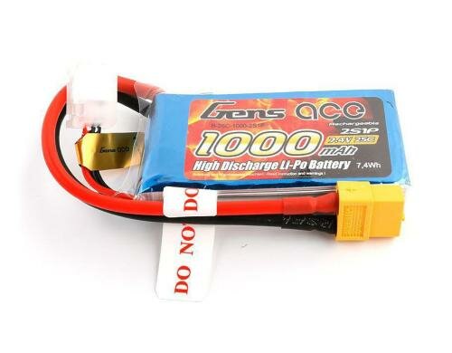 Gens LiPo-Akku 7.4V 1000mAh 25C 2S1P 71x36x13 mm 68g XT60