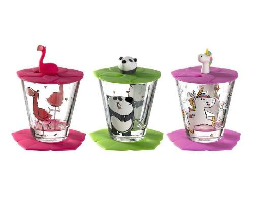 Leonardo Glas Bambini 3er Set Mädchen 9-teilig, D: 6cm, Glas/Silikon