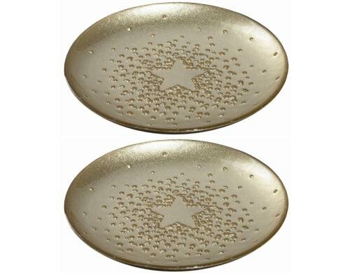 Leonardo Teller Natale 32cm Gold 2er Set 2 Stück, HxD: 2x32cm