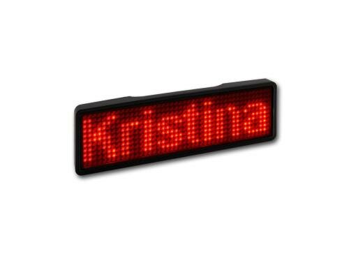 LED Name Tag, 11x44 Pixel, USB Rahmen schwarz - LED rot