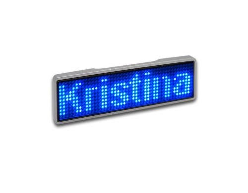 LED Name Tag, 11x44 Pixel, USB Rahmen silber - LED blau