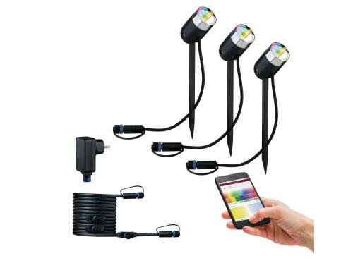 Paulmann Gartenspot SET RGBW 3x4W 170lm IP44, 40°, 24V, inkl. ZigBee