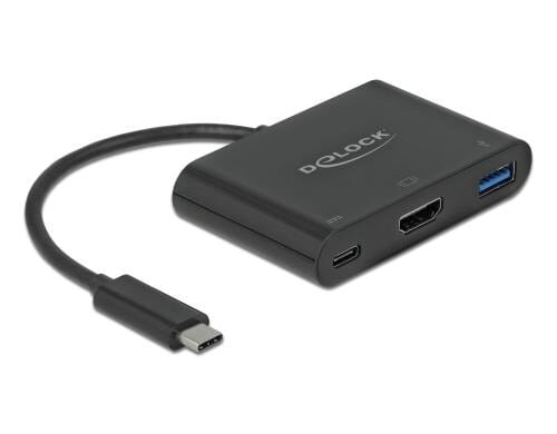 Delock Adapter USB-C zu HDMI/USB A+C 4K bis 30Hz, schwarz, USB 3.2 Gen 1