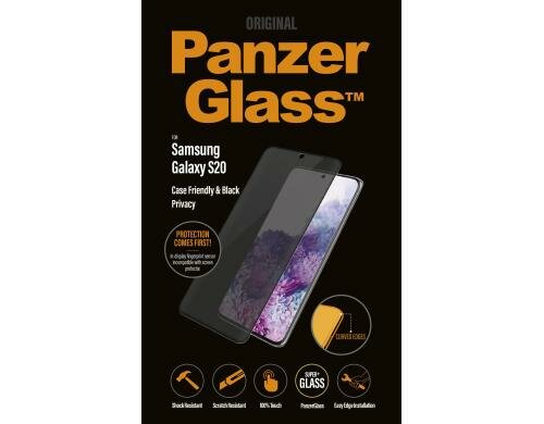 Panzerglass Displayschutz CF, Privacy black für Samsung Galaxy S20