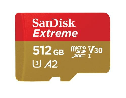 SanDisk microSDXC Card 512GB Extreme UHS A2 lesen 160MB/sec, schreiben 90MB/s inkl.Adap